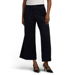 MAX STUDIO LONDON Dark Navy Ponte Wide Leg Cropped Pants With Pockets